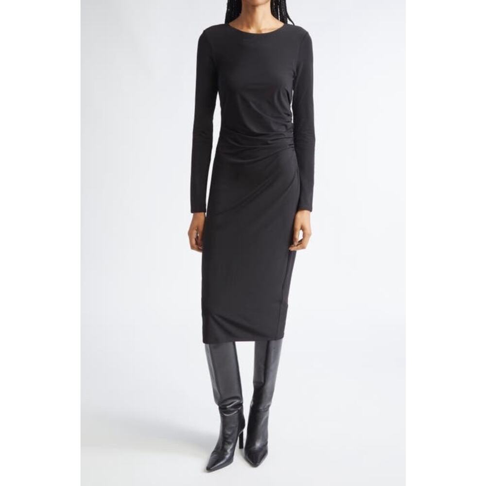 Avec Les Filles Black & Silver Sequin Cropped Long Sleeve Top NWT